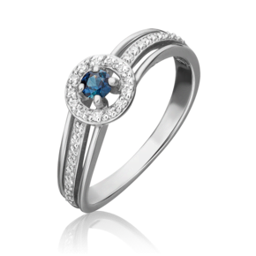 Кольцо из белого золота с сапфиром и бриллиантами 01-1518-00-105-1120-30