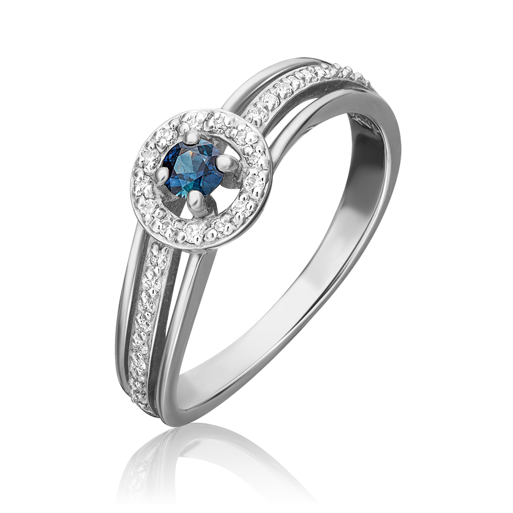 Кольцо из белого золота с сапфиром и бриллиантами 01-1518-00-105-1120-30