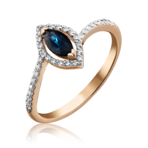 Кольцо из красного золота с сапфиром и бриллиантами 01-1519-00-105-1110-30