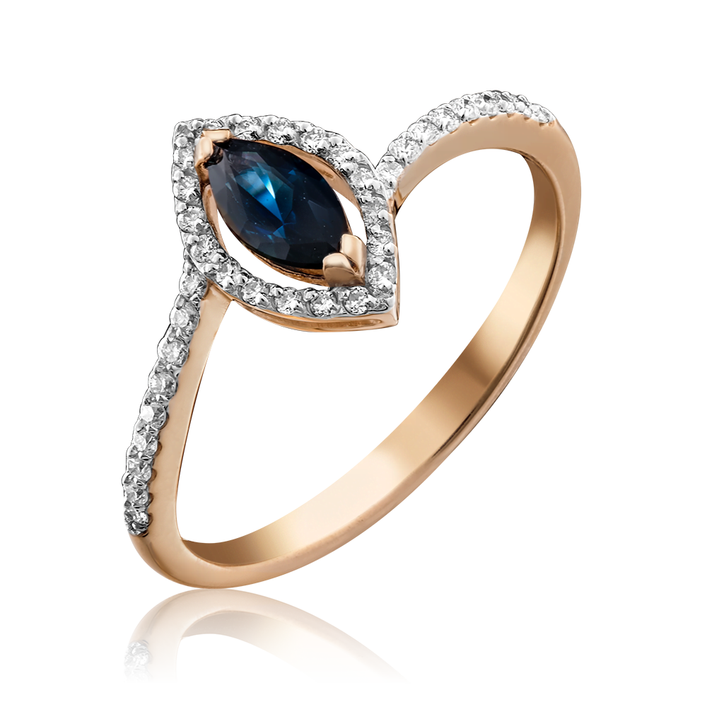 Кольцо из красного золота с сапфиром и бриллиантами 01-1519-00-105-1110-30