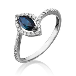 Кольцо из белого золота с сапфиром и бриллиантами 01-1519-00-105-1120-30