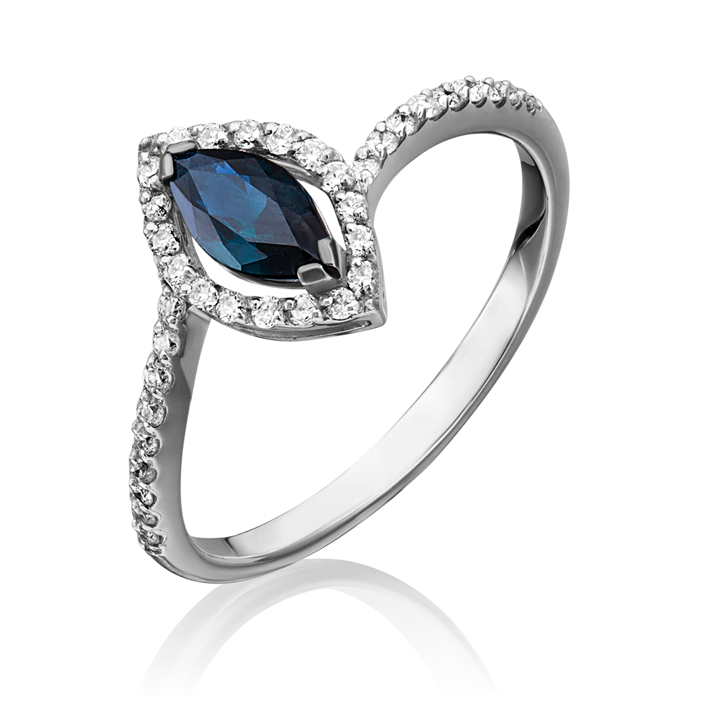 Кольцо из белого золота с сапфиром и бриллиантами 01-1519-00-105-1120-30