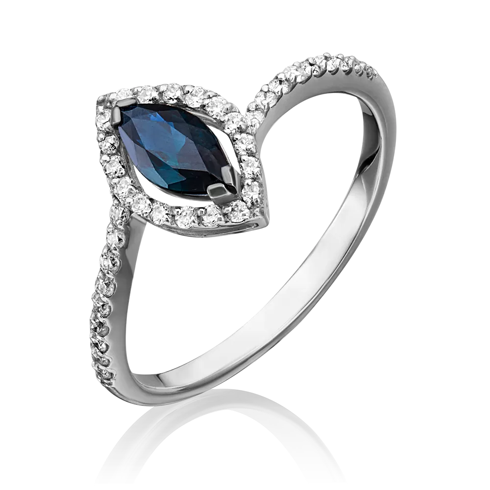 Кольцо из белого золота с сапфиром и бриллиантами 01-1519-00-105-1120-30