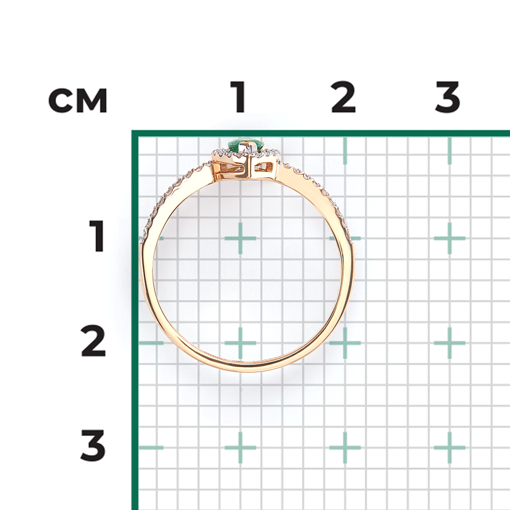 Кольцо из красного золота с изумрудом и бриллиантами 01-1519-00-106-1110-30