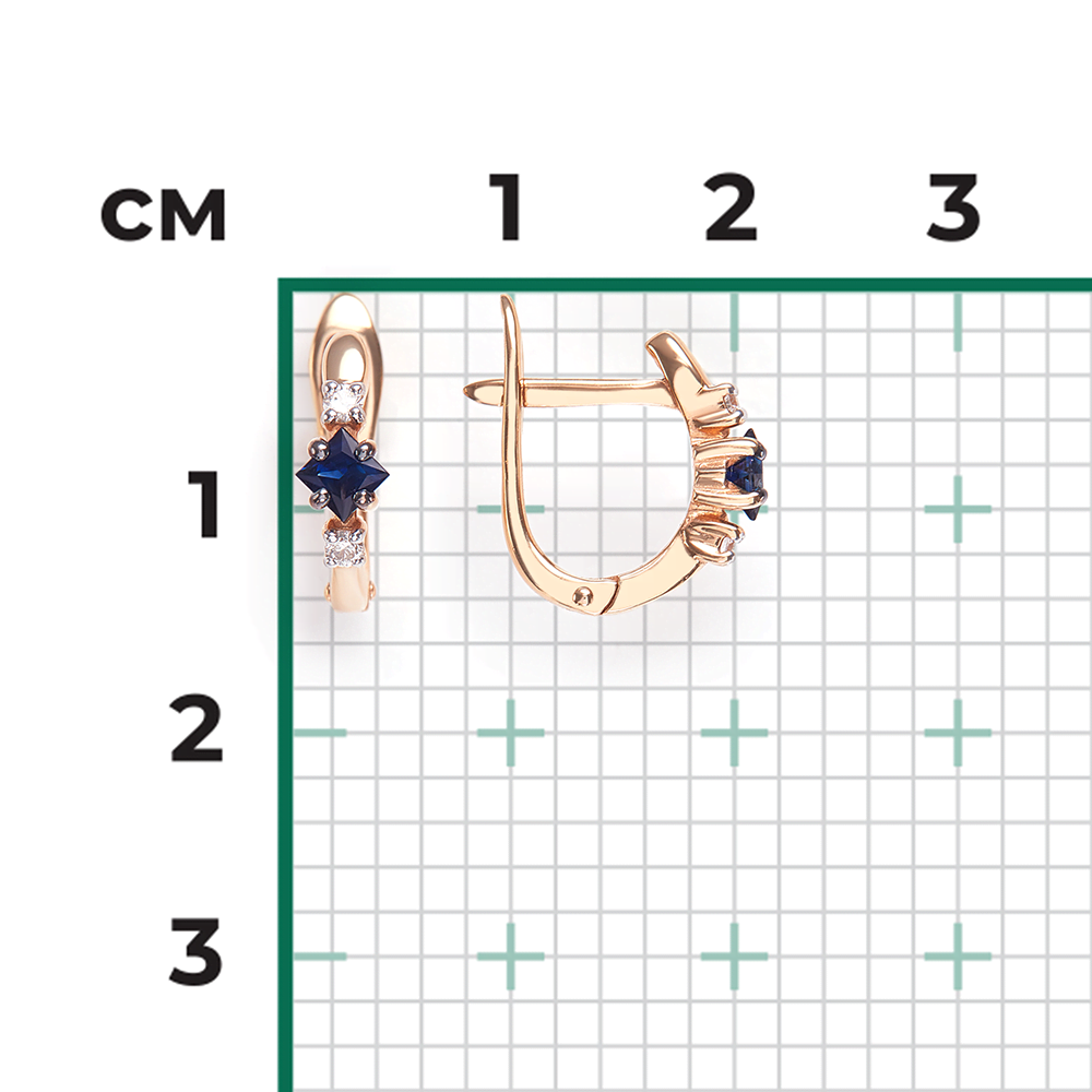 Серьги с английским замком из красного золота с сапфиром и бриллиантами 02-0873-00-105-1110-30