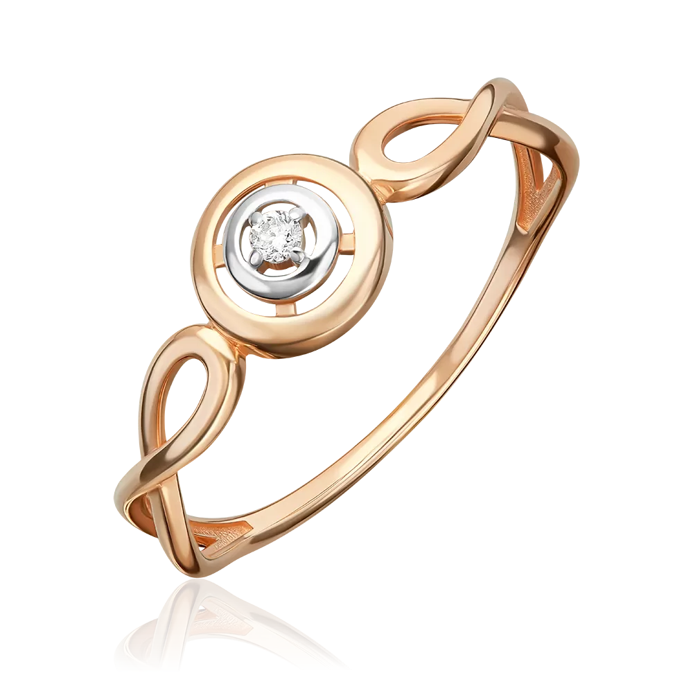 Помолвочное кольцо из красного золота с бриллиантом 01-6007-00-101-1110