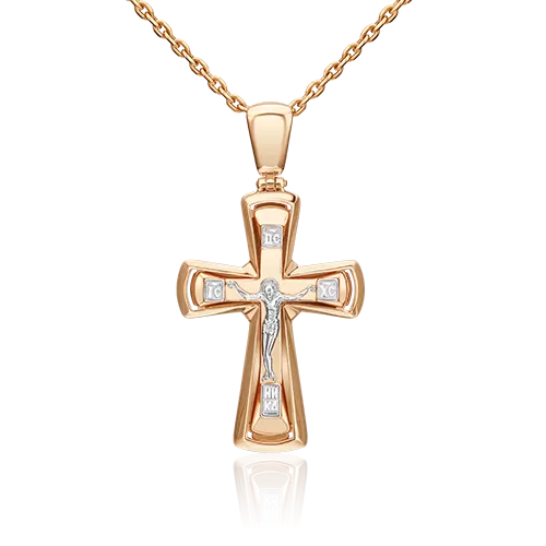 Православный крест из комбинированного золота 03-3156-00-000-1111-42