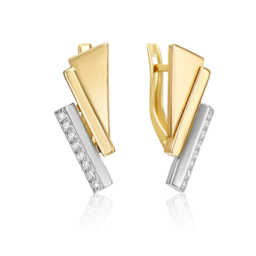 Серьги с английским замком из комбинированного золота с фианитами 02-5121-00-401-1121