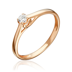 Помолвочное кольцо из красного золота с бриллиантом 01-5959-00-101-1110