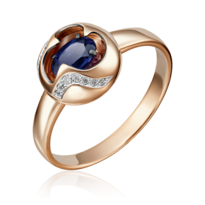 Кольцо из красного золота с сапфиром и бриллиантами 01-5146-00-105-1110-30