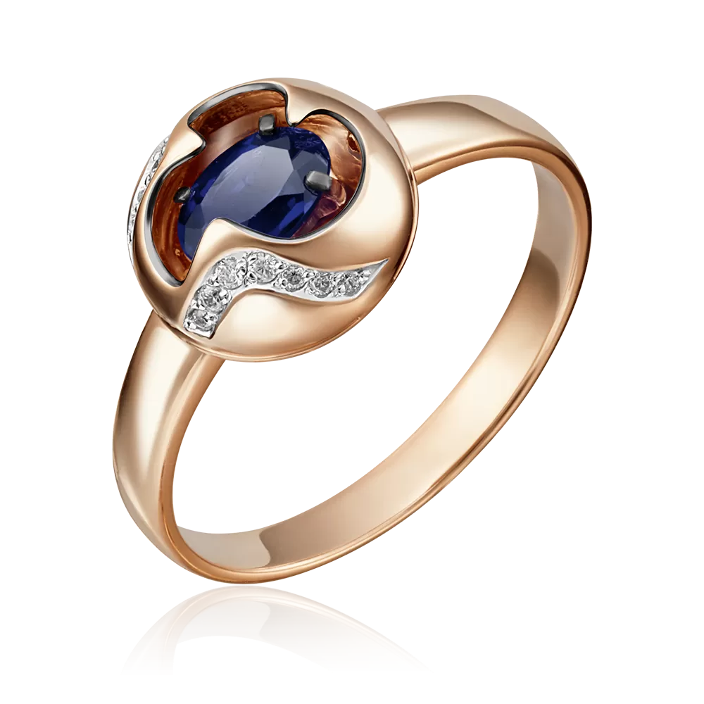 Кольцо из красного золота с сапфиром и бриллиантами 01-5146-00-105-1110-30