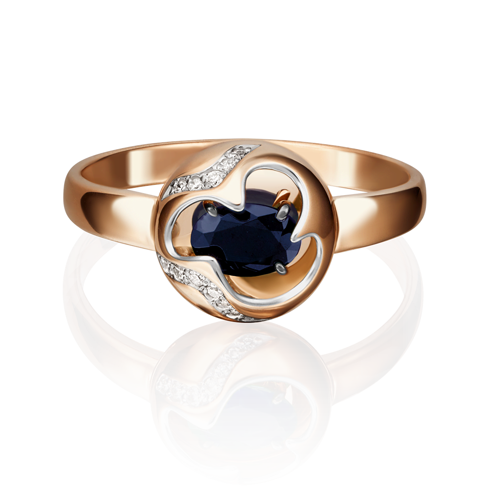 Кольцо из красного золота с сапфиром и бриллиантами 01-5146-00-105-1110-30