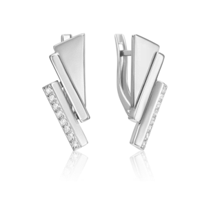Серьги с английским замком из белого золота с фианитами 02-5121-00-401-1120