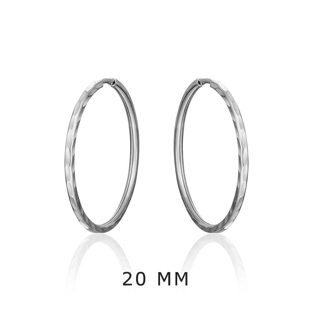 Серьги-конго из белого золота с алмазной гранью 02-0074-02-000-1120-19