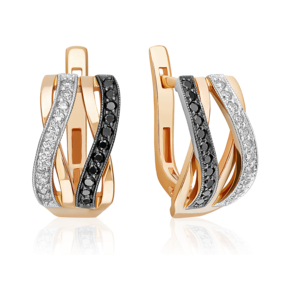 Серьги с английским замком из комбинированного золота с бриллиантами