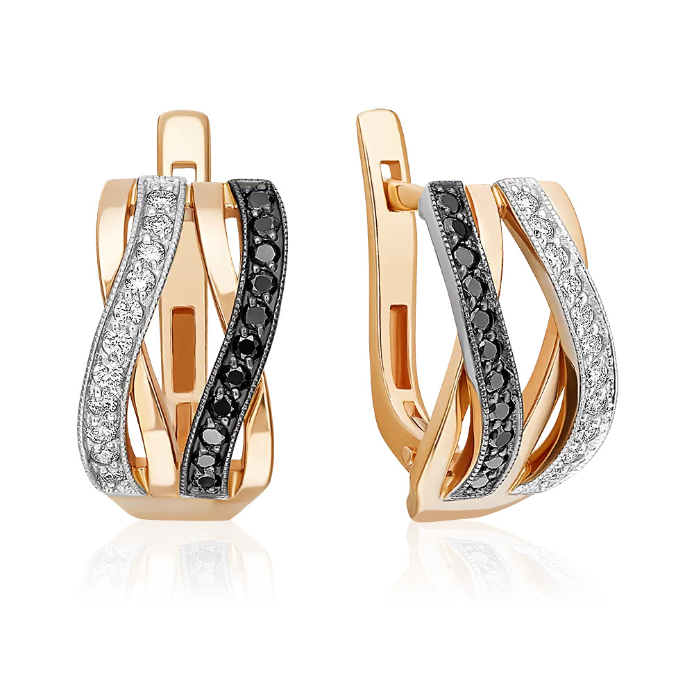 Серьги с английским замком из комбинированного золота с бриллиантами 02-0849-00-108-1111-30