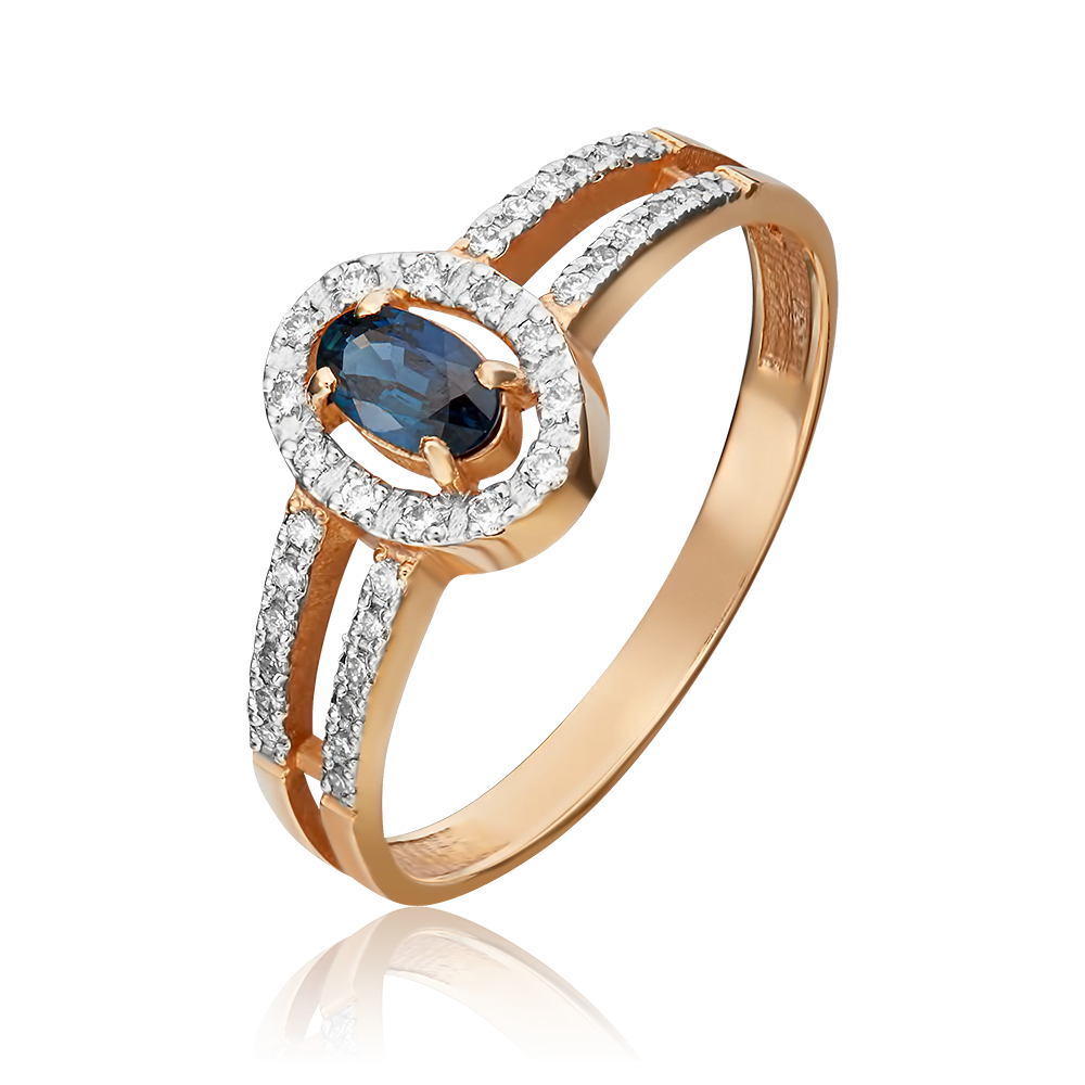 Кольцо из красного золота с сапфиром и бриллиантами 01-1480-00-105-1110-30
