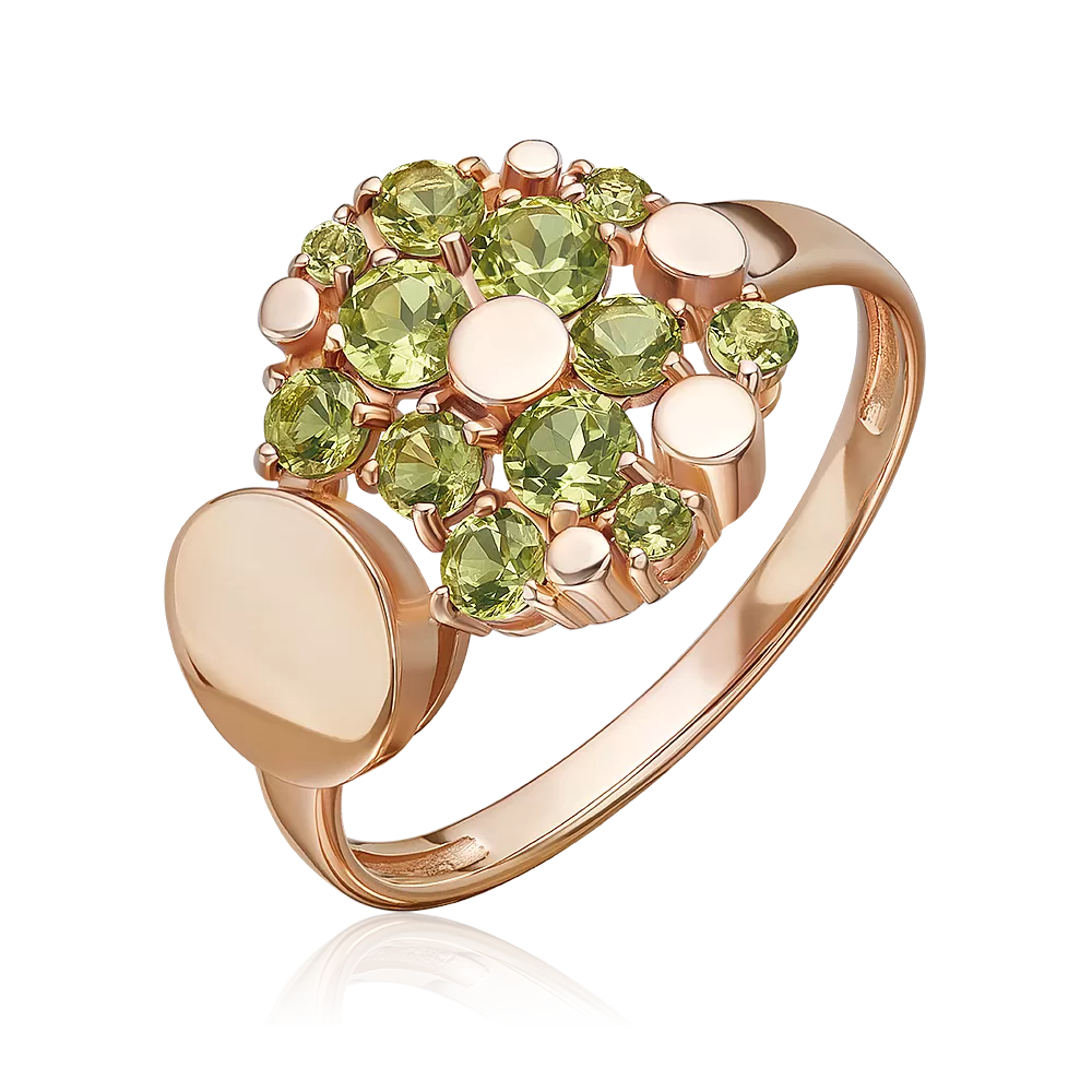 Кольцо из красного золота с хризолитами 01-5834-00-205-1110