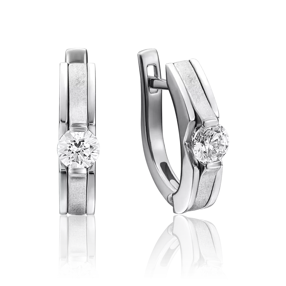 Серьги с английским замком из белого золота с бриллиантом 02-4188-00-101-1120-30