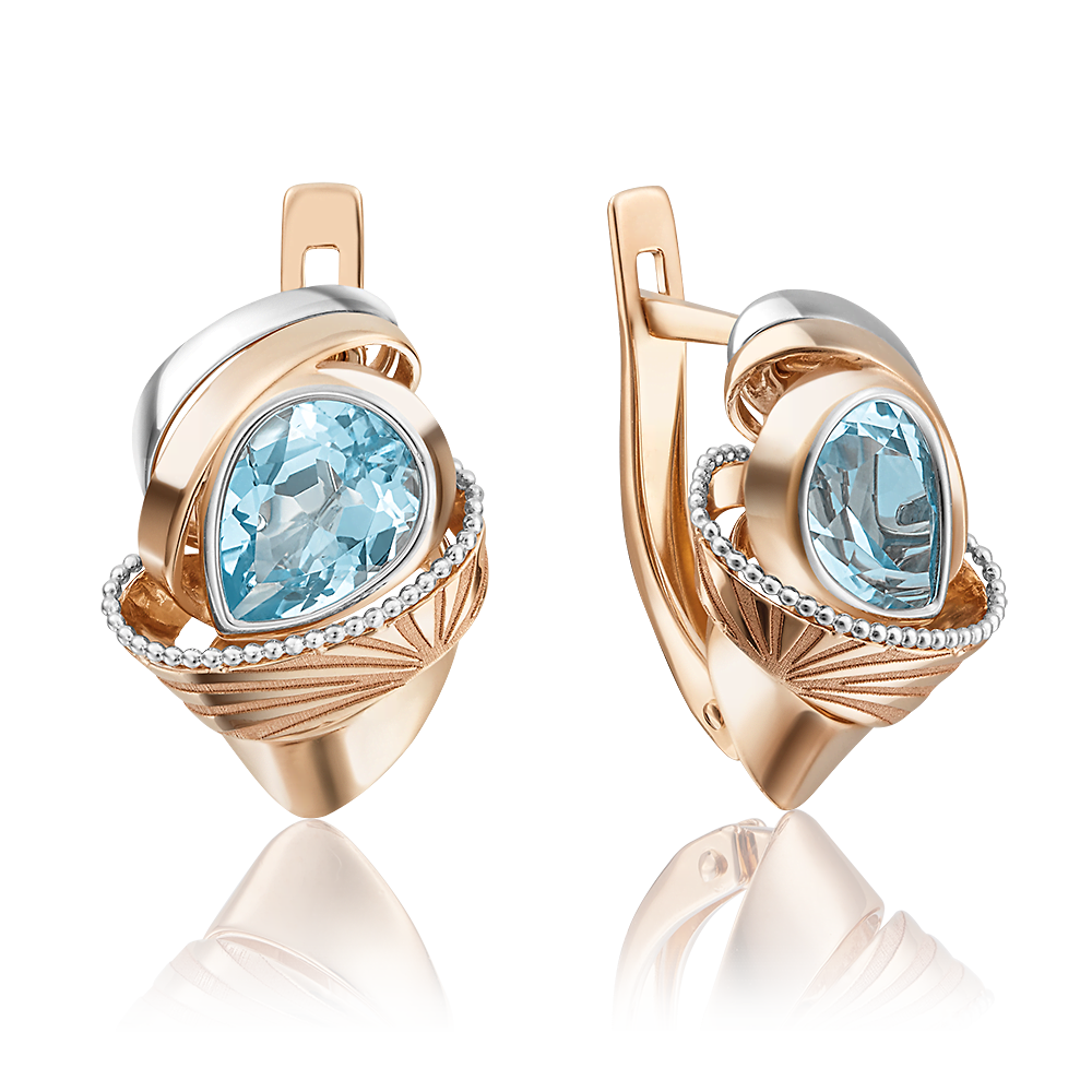 Серьги с английским замком из красного золота с топазом 02-4026-00-201-1110-57