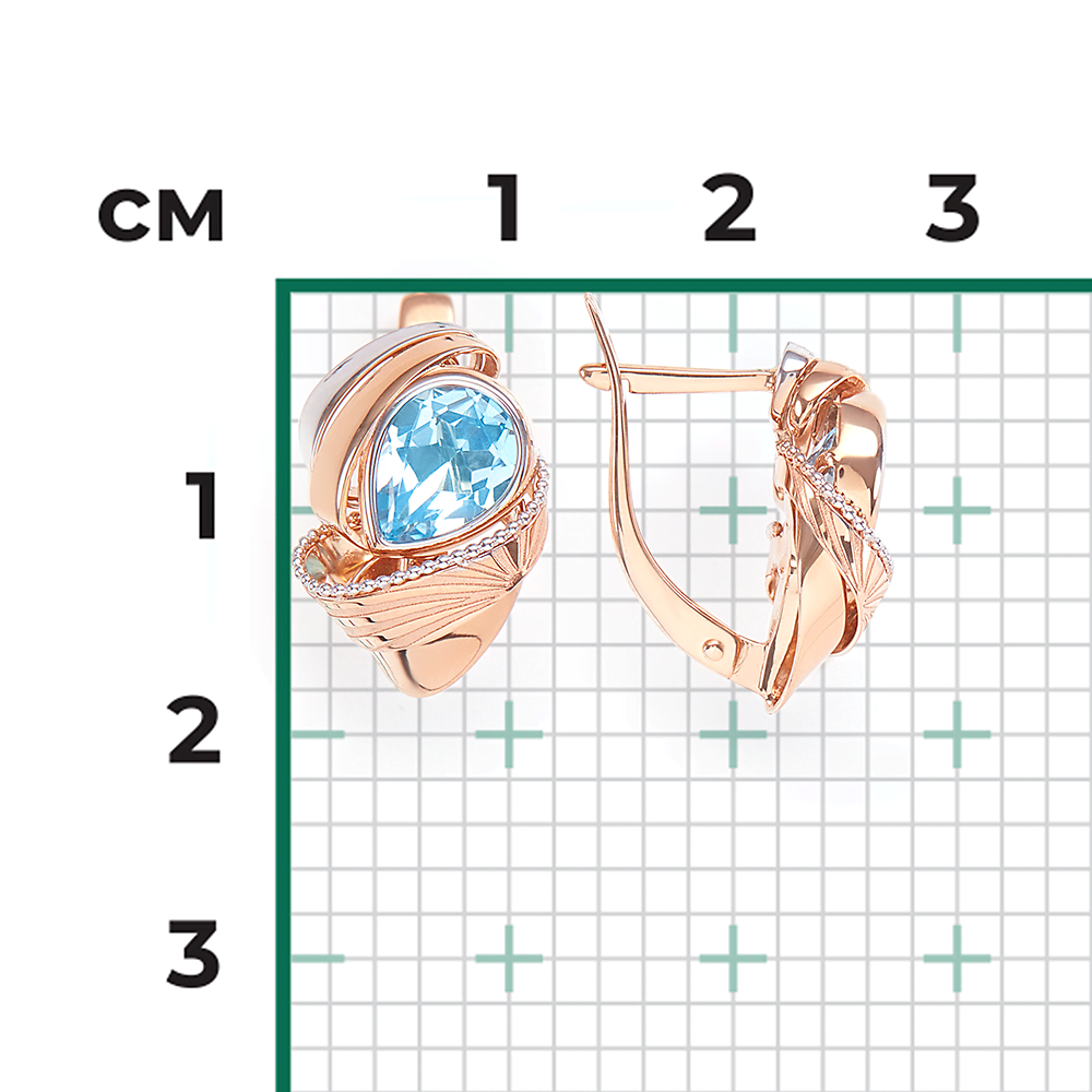 Серьги с английским замком из красного золота с топазом 02-4026-00-201-1110-57