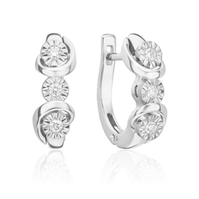 Серьги с английским замком из белого золота с бриллиантами 02-5241-00-101-1120