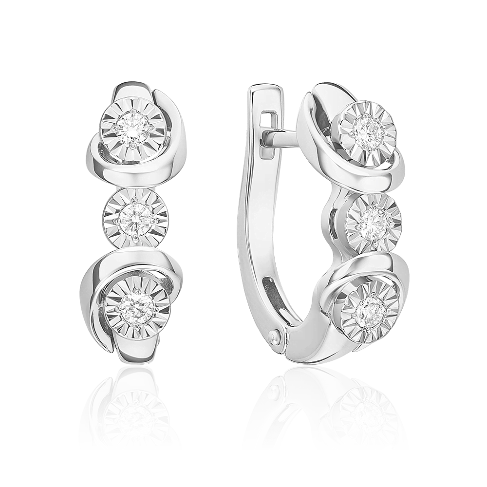 Серьги с английским замком из белого золота с бриллиантами 02-5241-00-101-1120