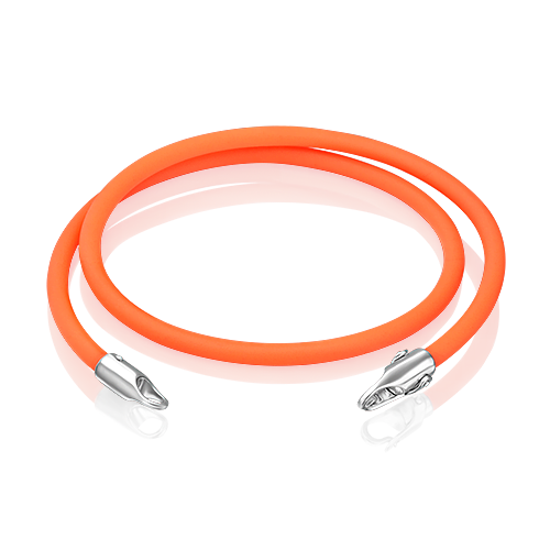 Браслет-соул из серебра с оранжевым полиуретановым шнуром 05-0763-04-000-0200