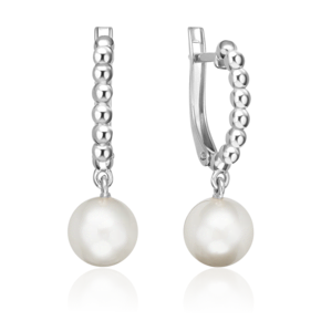 Серьги с английским замком из серебра с жемчугом культивированным 02-5599-00-301-0200