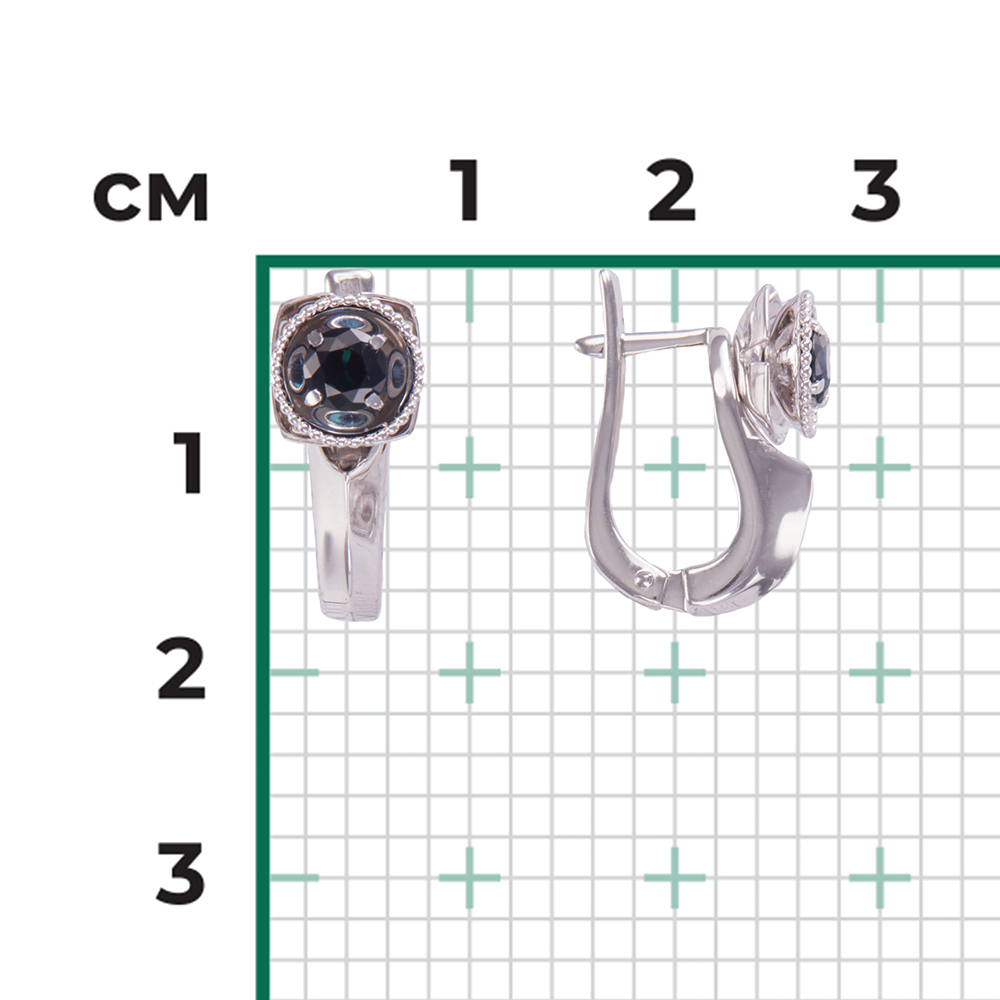 Серьги с английским замком из белого золота с сапфиром 02-4110-00-102-1120-30
