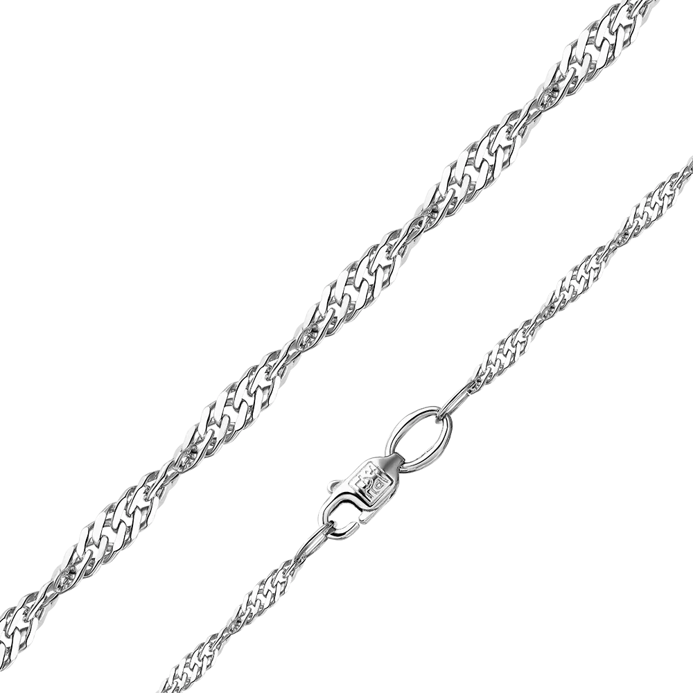 Цепь из белого золота с алмазной гранью (плетение сингапур) 21-0711-035-1120-17