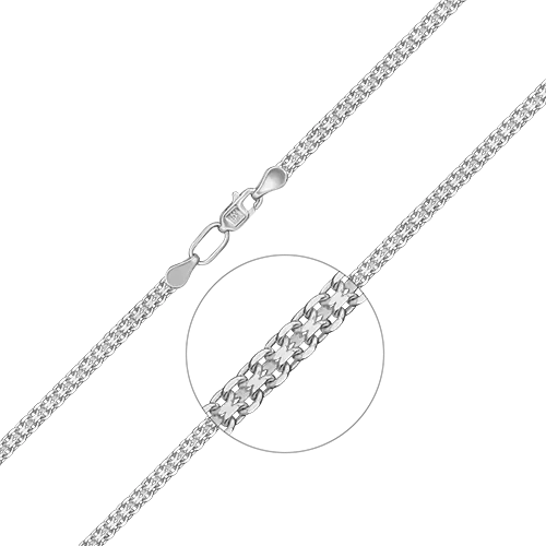 Браслет из белого золота (плетение «Бисмарк двойной якорь») 22-2011-050-1120-17