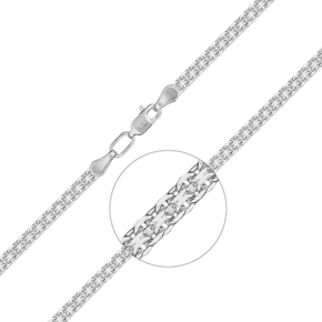 Браслет из белого золота с алмазной гранью (плетение «Бисмарк двойной якорь») 22-2011-060-1120-17