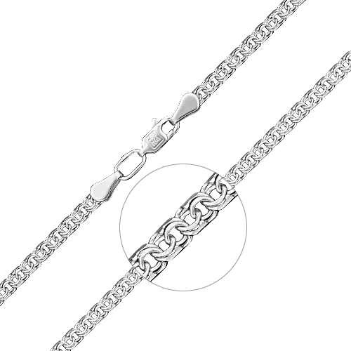 Браслет из белого золота с алмазной гранью (плетение «Бисмарк») 22-2716-060-1120-19