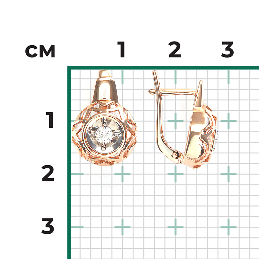 Серьги с английским замком из комбинированного золота с бриллиантом 02-5252-00-101-1111