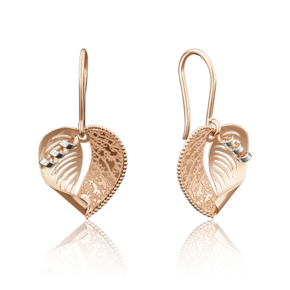 Серьги «Листья липы» с французским замком из красного золота 02-3961-00-000-1110-63
