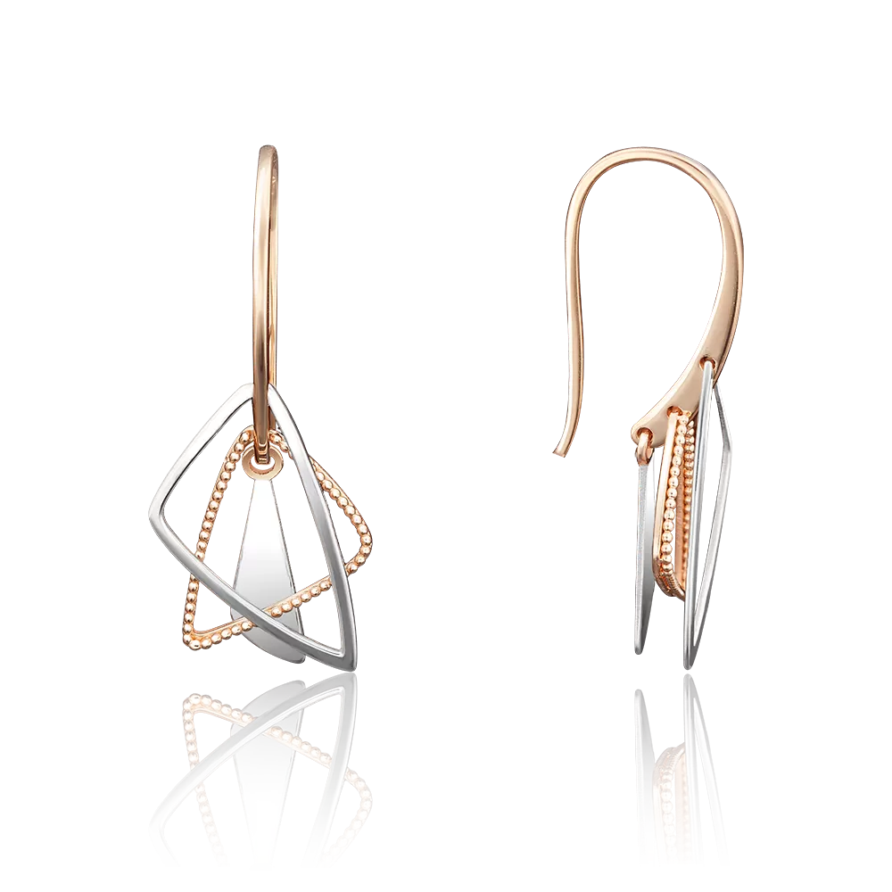 Серьги с французским замком из комбинированного золота 02-3987-00-000-1111-63