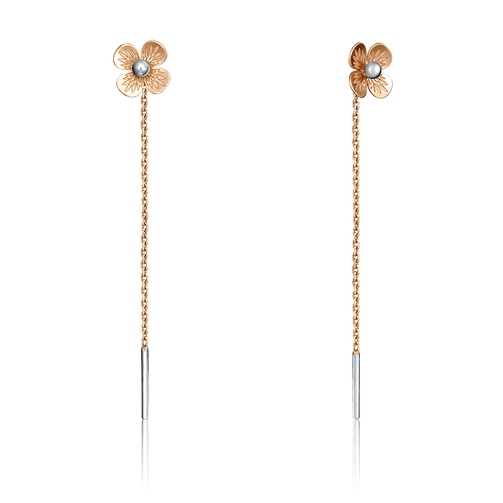 Серьги-цепочки «Цветы» из красного золота 02-4152-00-000-1110-63