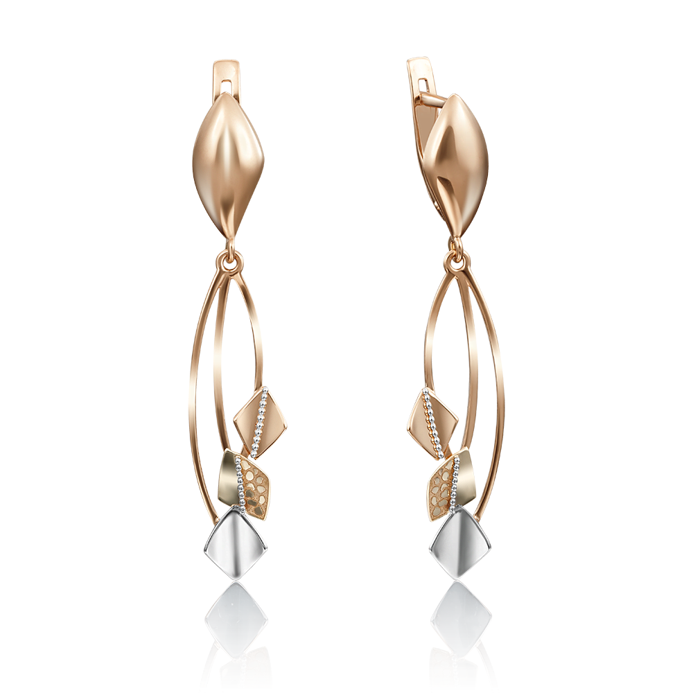 Серьги с английским замком из комбинированного золота 02-4190-00-000-1113-64