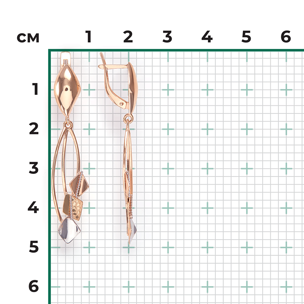 Серьги с английским замком из комбинированного золота 02-4190-00-000-1113-64