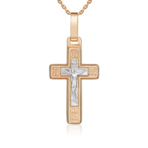 Православный крест из комбинированного золота 03-2054-00-000-1111-63