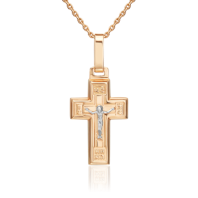 Православный крест из комбинированного золота 03-2140-00-000-1111-63