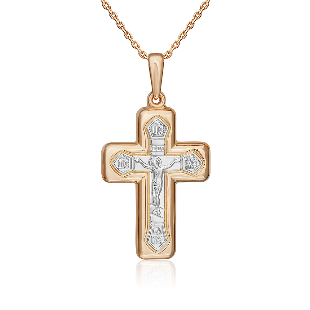 Православный крест из комбинированного золота 03-2141-00-000-1111-63