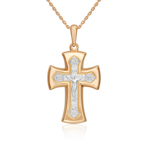 Православный крест из комбинированного золота 03-2157-00-000-1111-63