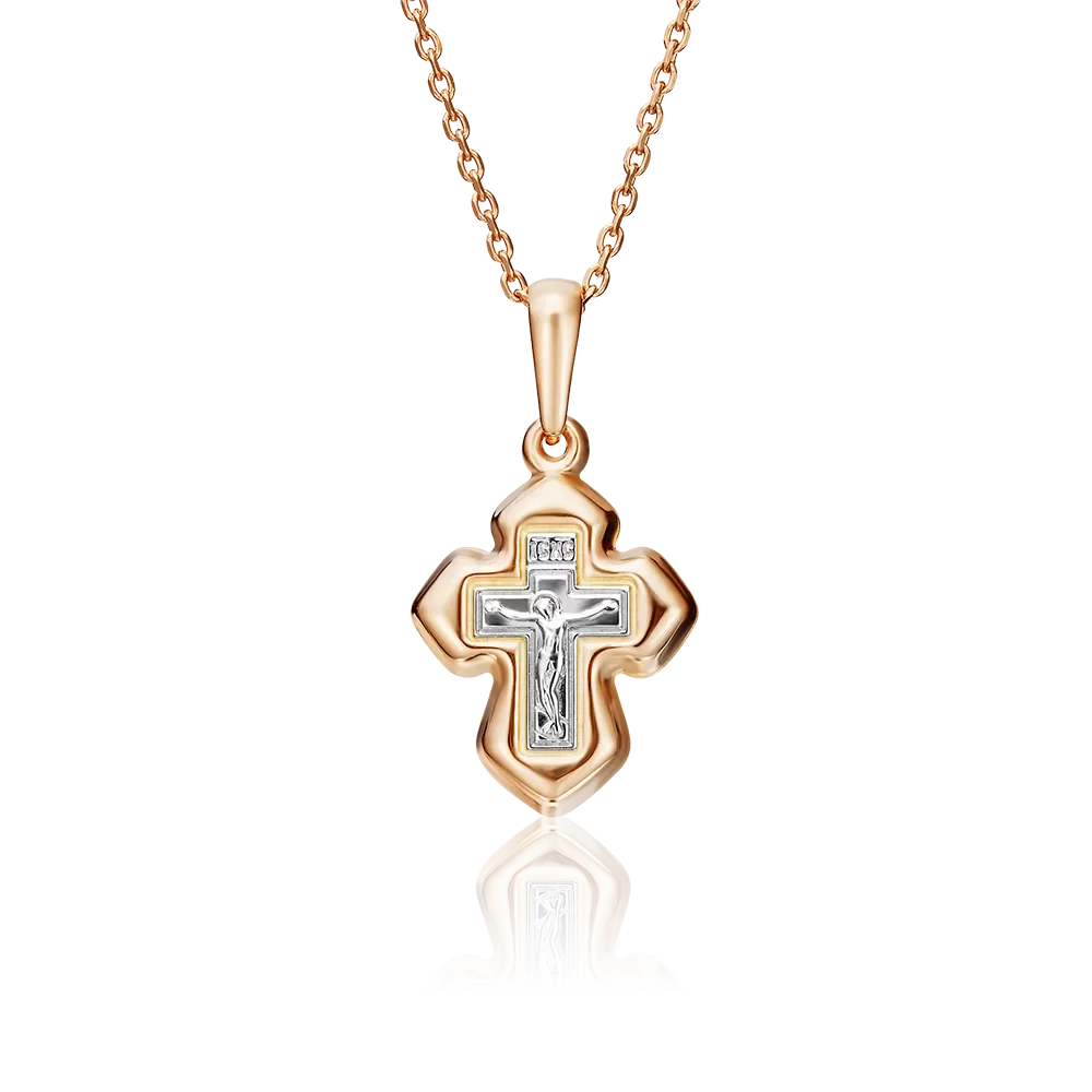 Православный крест из комбинированного золота 03-2247-00-000-1111-63