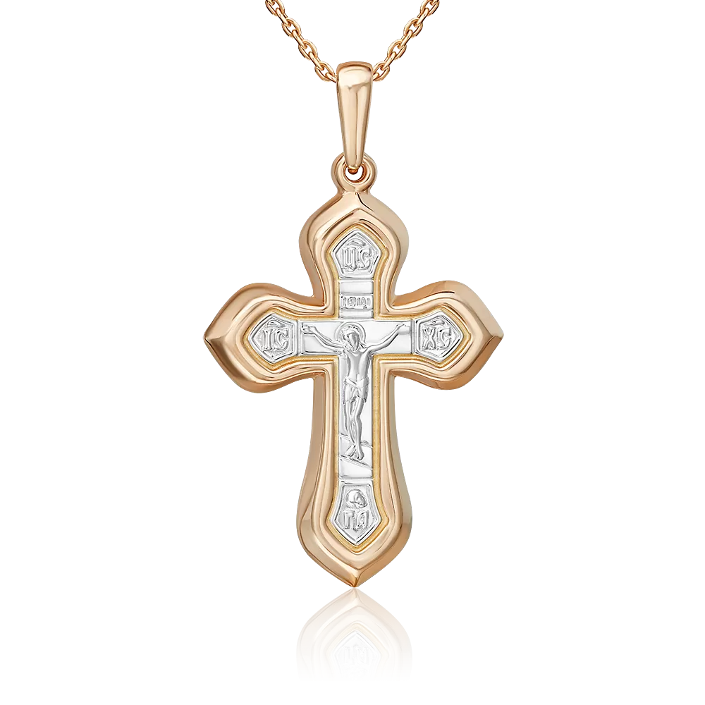 Православный крест из комбинированного золота 03-2292-00-000-1111-63