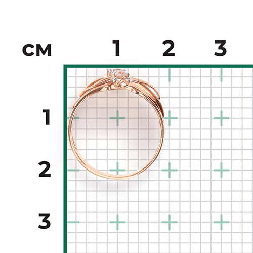 Кольцо «Стрекоза» из комбинированного золота с фианитами 01-5368-00-501-1111-38