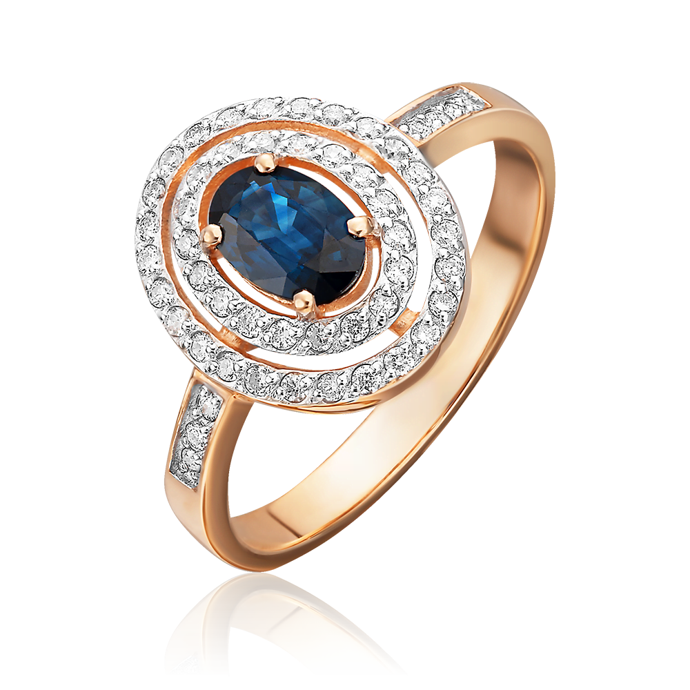 Кольцо из красного золота с сапфиром и бриллиантами 01-1309-00-105-1110-30