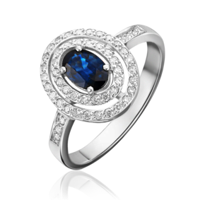 Кольцо из белого золота с сапфиром и бриллиантами 01-1310-00-105-1120-30