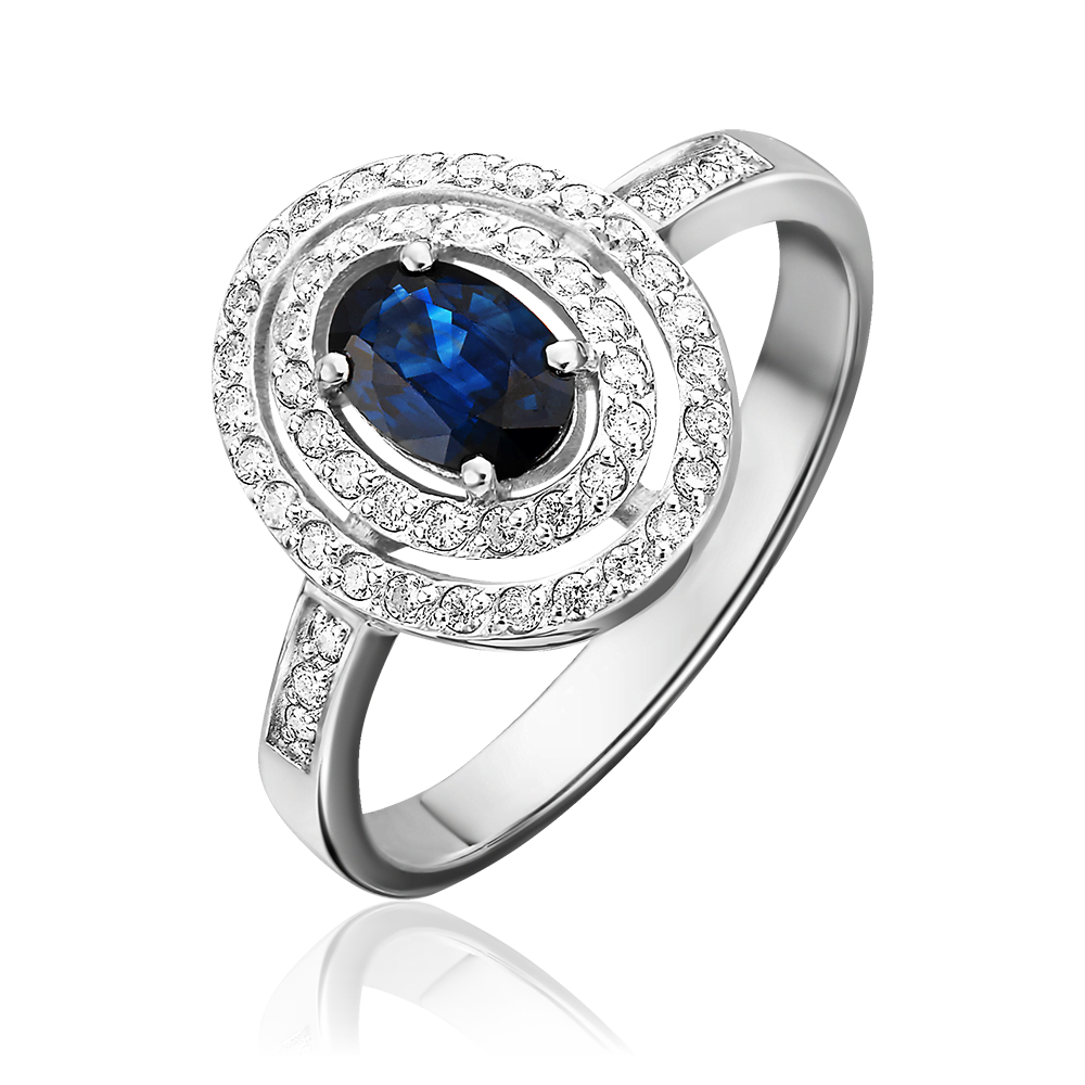 Кольцо из белого золота с сапфиром и бриллиантами 01-1310-00-105-1120-30